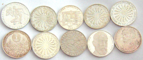 10x münzen silber 50g - münzen, je