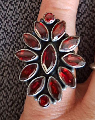 925 silberring granat rot - granat,