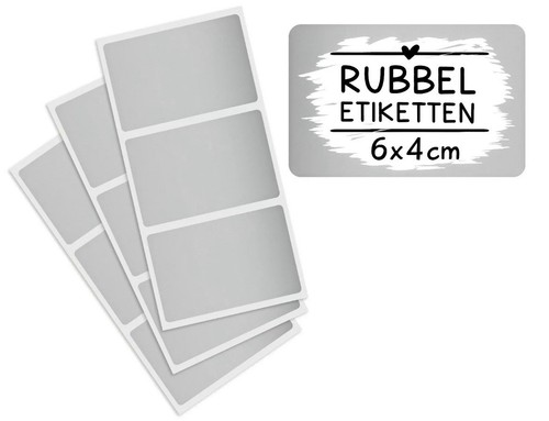 Rubbeletiketten silber 6x4 - 50,